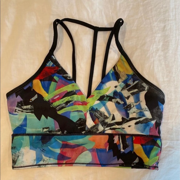 Reebok Multi Color Racerback Sports Bra Medium - Picture 7 of 9